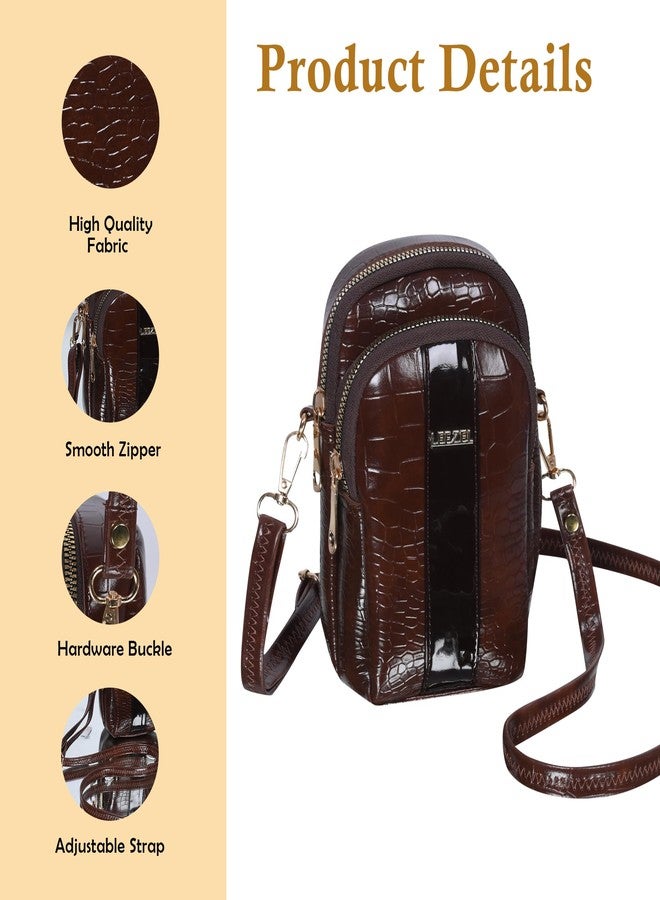 LEEZEL Small Crossbody Shoulder Sling Purse Messenger Bags for Women Mobile Cell Phone Holder Pocket Purse Wallet with Adjustable Strap (BROWN) - Image 3